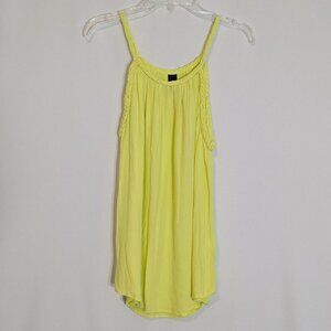 GAP Limon Yellow Braided Halter, Chiffon Tank Top; Size S